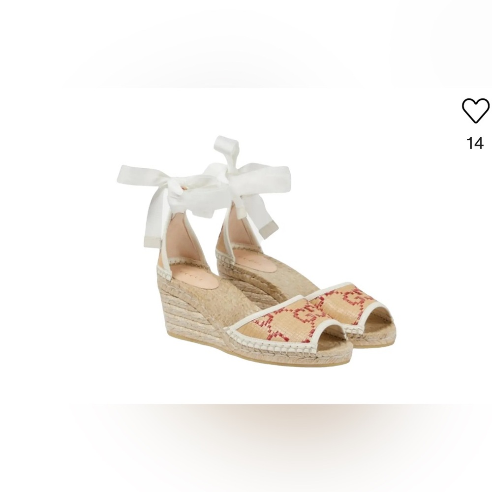 Gucci Women's Cloth Espadrilles - White and Tan - Picture 6 of 12